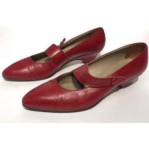 Pappagallo Italian Leather Red Loafer Size 7.5 M Low Heel